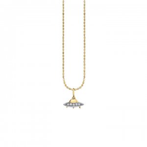 Little Loves Gold & Diamond Flying Saucer Charm Necklace