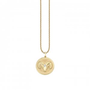 Gold & Diamond Large Aries Zodiac Medallion