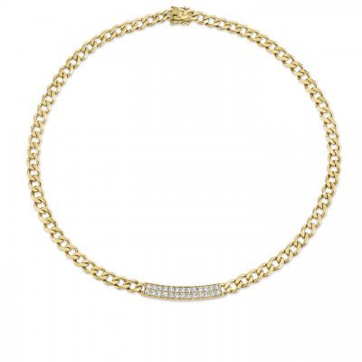 Gold & Diamond Bar Necklace