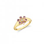 Gold & Gemstones Marquise Eye Flower Signet Ring