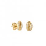 Gold & Diamond Cowrie Shell Stud