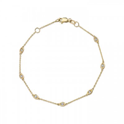 Gold & DiamondMulti Marquise Evil Eye Bracelet