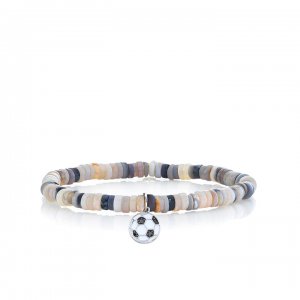 Little Loves Gold & Diamond Soccer Ball on Australian Opal Heishi