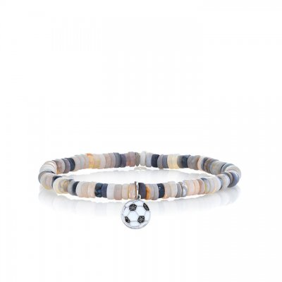 Little Loves Gold & Diamond Soccer Ball on Australian Opal Heishi