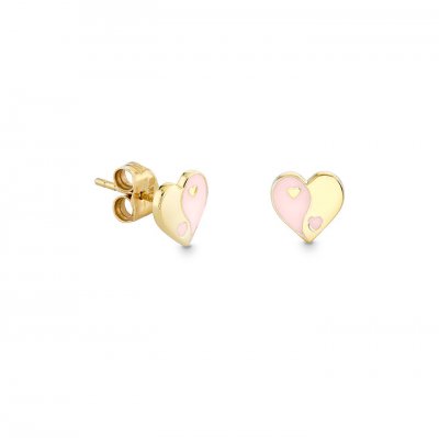 Gold & Enamel Yin Yang Heart Stud