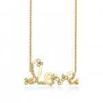 Gold & Diamond Shells Love Script Necklace