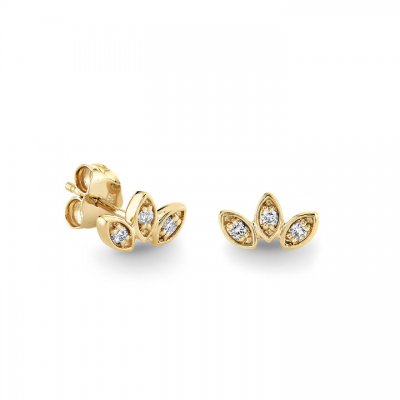 Gold & Diamond Marquise Petal Trio Studs