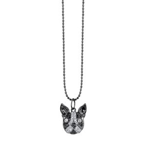 Black Rhodium & Diamond Boston Terrier Charm