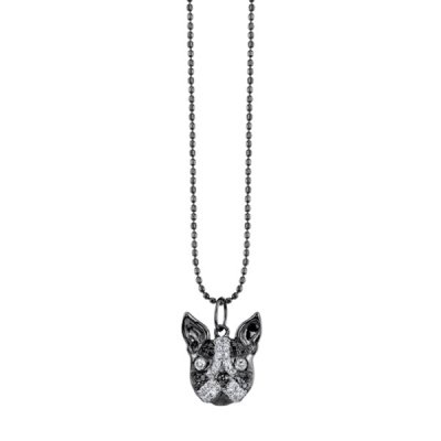 Black Rhodium & Diamond Boston Terrier Charm