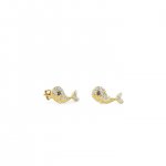 Gold & Diamond Whale Stud