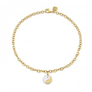 Gold & Enamel Yin Yang Anklet