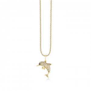 Gold & Diamond Dolphin Charm