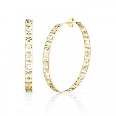 Gold & Diamond Large Icon Hoops with Border