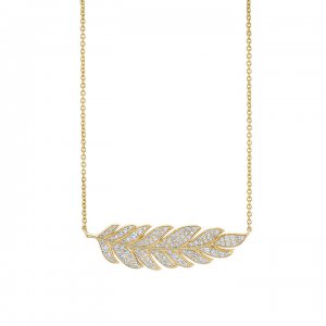 Gold & Diamond Large Feather Necklace