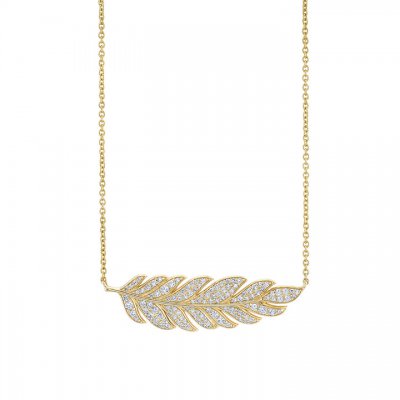 Gold & Diamond Large Feather Necklace