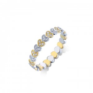 Two Tone & Diamond Heart Eternity Ring