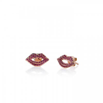 Rose Gold & Ruby Lips Stud