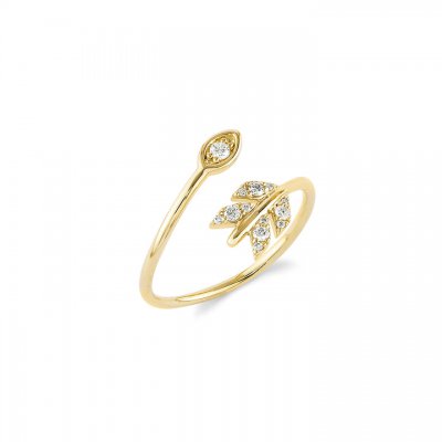 Gold & Diamond Marquise Eye Arrow Ring