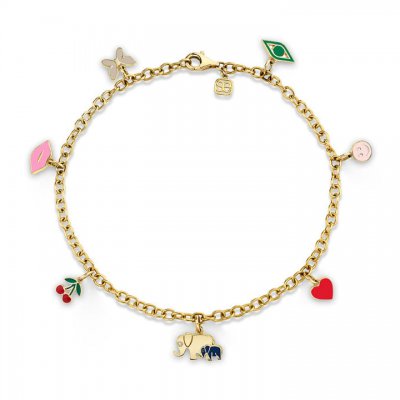 Gold & Enamel Multi-Charm Anklet