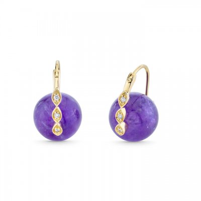 Gold & Diamond Marquise Eye Amethyst Earrings