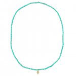 Gold & Diamond Mini Hamsa Necklace on Arizona Turquoise