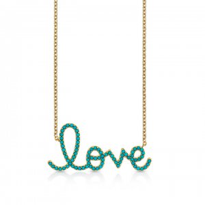 Gold & Turquoise Extra Large Love Necklace