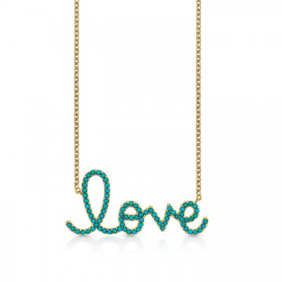 Gold & Turquoise Extra Large Love Necklace