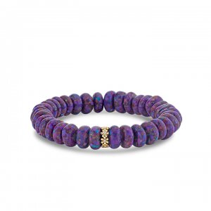 Gold & Diamond Tiny Rondelle on Mohave Purple