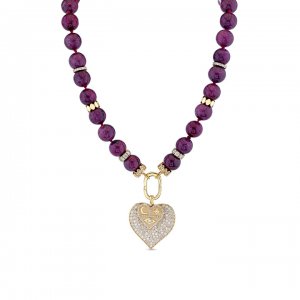 Gold & Diamond Multi-Heart Ruby Necklace