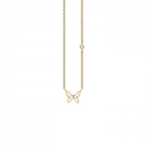 Gold & Enamel Mini Butterfly Necklace