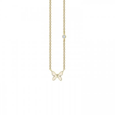 Gold & Enamel Mini Butterfly Necklace