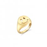 Pure Gold Happy Face Signet Ring