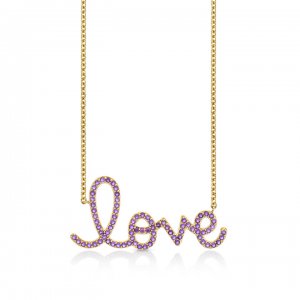 Gold & Amethyst Extra Large Love Necklace