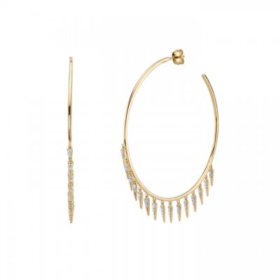 Gold & Diamond Fringe Large Hoops