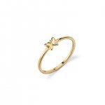 Gold Plated Sterling Silver Butterfly Ring With Bezel Set Diamond