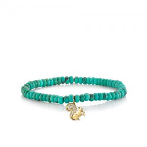 Gold & Diamond Squirrel on Green Turquoise