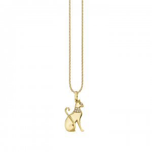 Gold & Diamond Small Egyptian Cat Charm