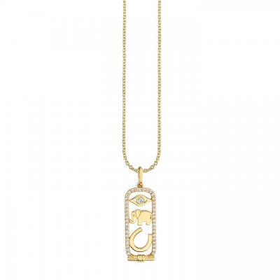 Gold & Diamond Luck & Protection Cartouche Charm