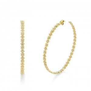 Gold & Diamond Tiny Daisy Large Hoops