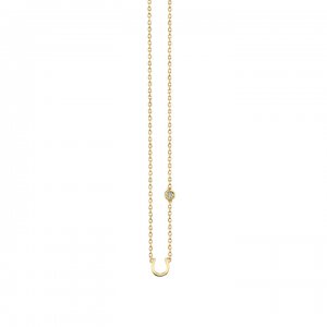 Gold Plated Sterling Silver Horseshoe Necklace with Bezel Set Diamond