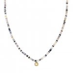 Men's Collection Gold & Diamond Clover Australian Opal Heishi Necklace