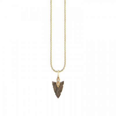 Men's Collection Gold & Diamond Small Carved Arrowhead Charm