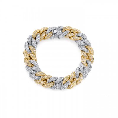 Two-Tone Gold Pave Diamond Link Bracelet