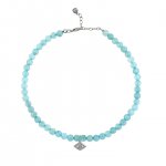 White Gold & Diamond Evil Eye Aquamarine Anklet