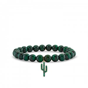 Gold & Emerald Cactus on Malachite