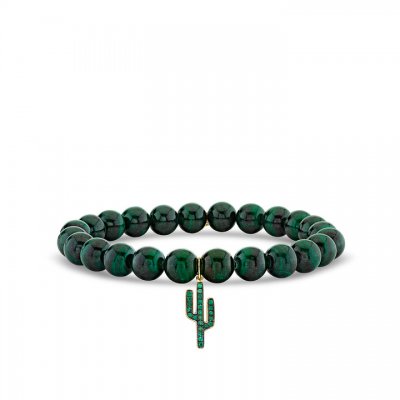 Gold & Emerald Cactus on Malachite