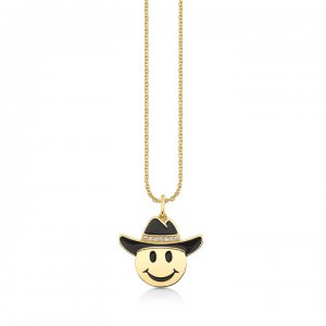 Gold & Diamond Cowboy Happy Face Charm