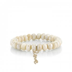 Gold & Diamond Love Script on Cream Moonstone