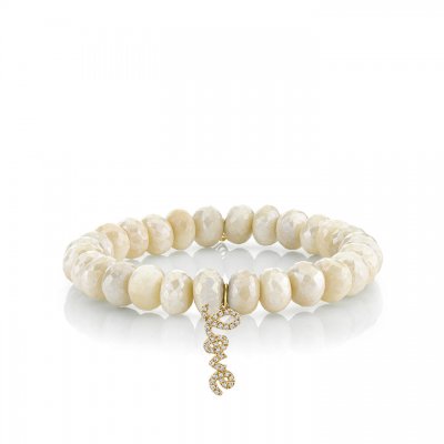 Gold & Diamond Love Script on Cream Moonstone