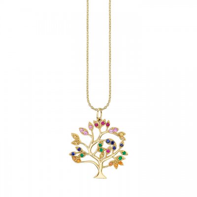 Gold & Rainbow Tree Of Life Charm